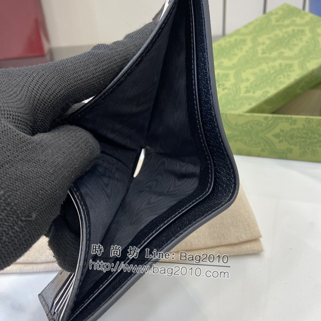 Gucci專櫃古馳最新款飾鏤空互扣式雙G錢包男士短夾錢包 jh2105型號：701420